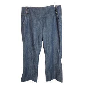 Cato Blue Denim Grunge Button High Rise Wide Leg Jeans Womens Plus Size 16W